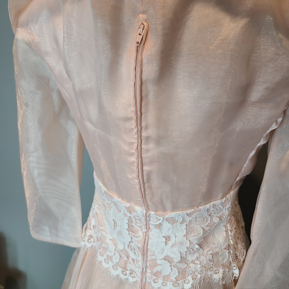 Fairy Maxi Dress Pink Lace Dreamy Women Ren Faire 70s 90s Sz 6 Ethereal Coquette - Picture 9 of 11